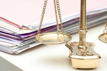 courtroom and scales of justice