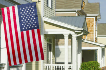 American flag flying